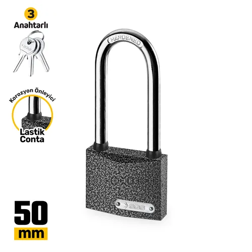 ASMA KİLİT GRİ BOYALI UZUN KANCA 50MM